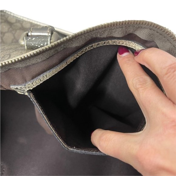 RARE! GUCCI GG Joy Supreme Portfolio Shoulder Bag Guccissima Coated Metallic - Picture 3 of 16
